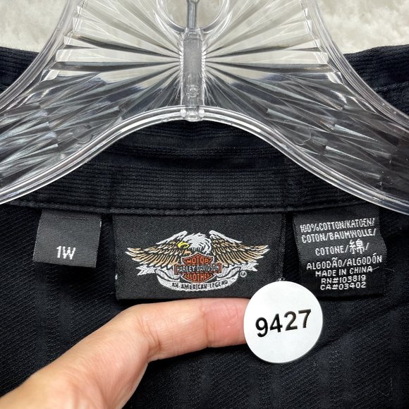 Y2K 2000s Harley Davidson Plus Size Blouse Womens 1X Black Studded Cyber Grunge - Picture 9 of 9